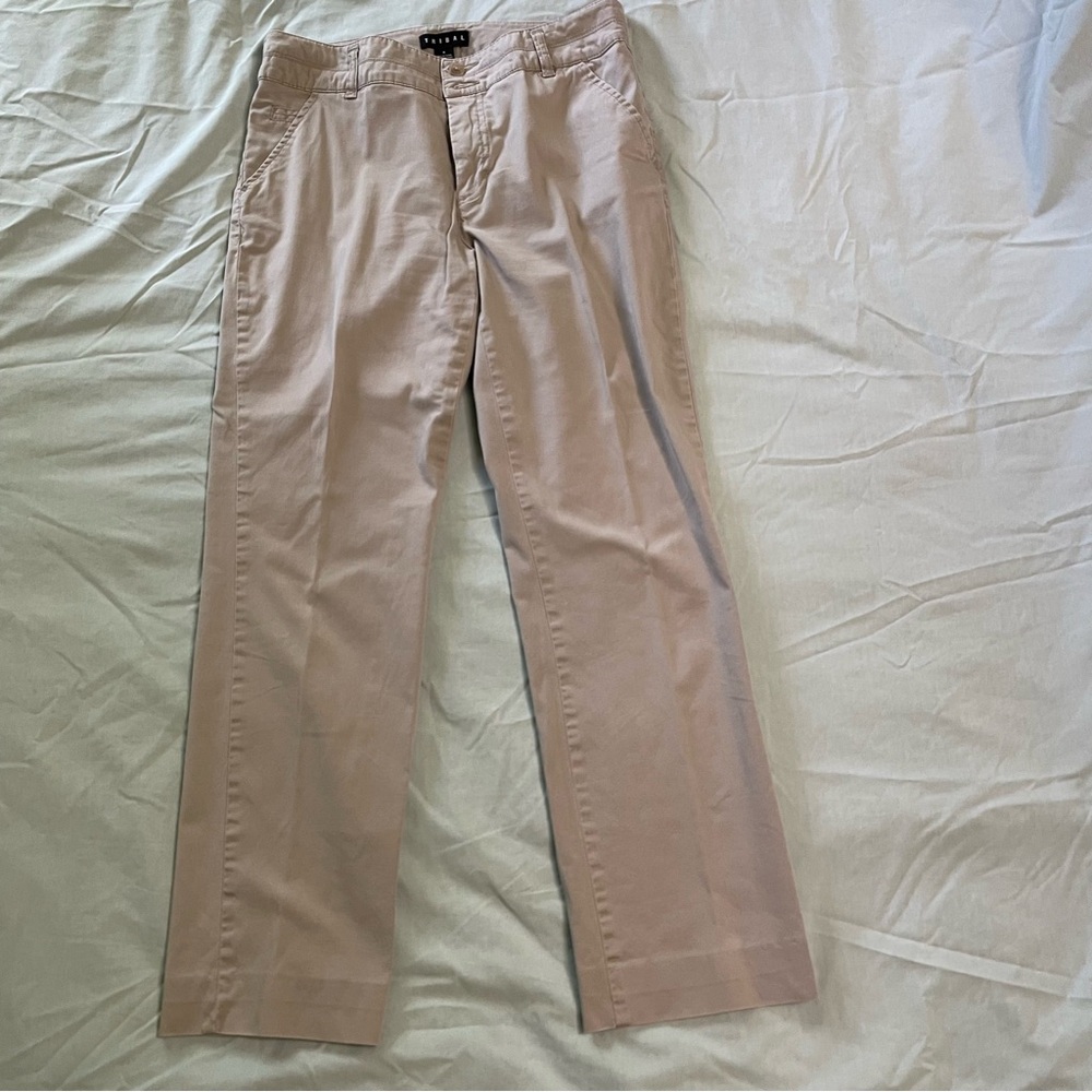 Tribal straight-leg khaki pants